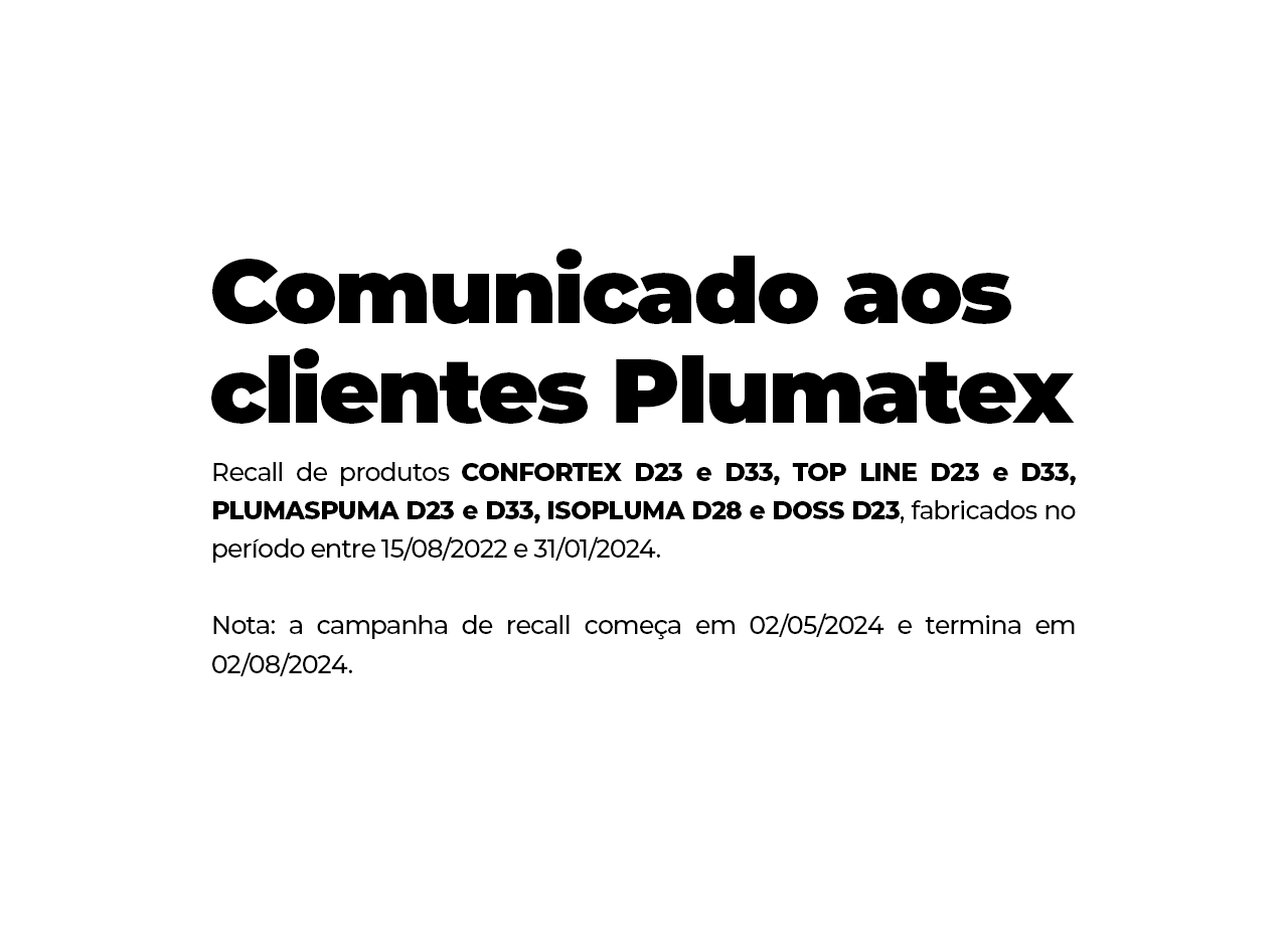 Comunicado aos clientes Plumatex
